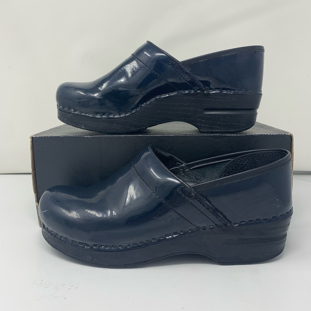 Dansko Navy Blue Leather Clogs - Picture 3 of 7